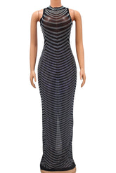 Vestido de fiesta de noche transparente dorado